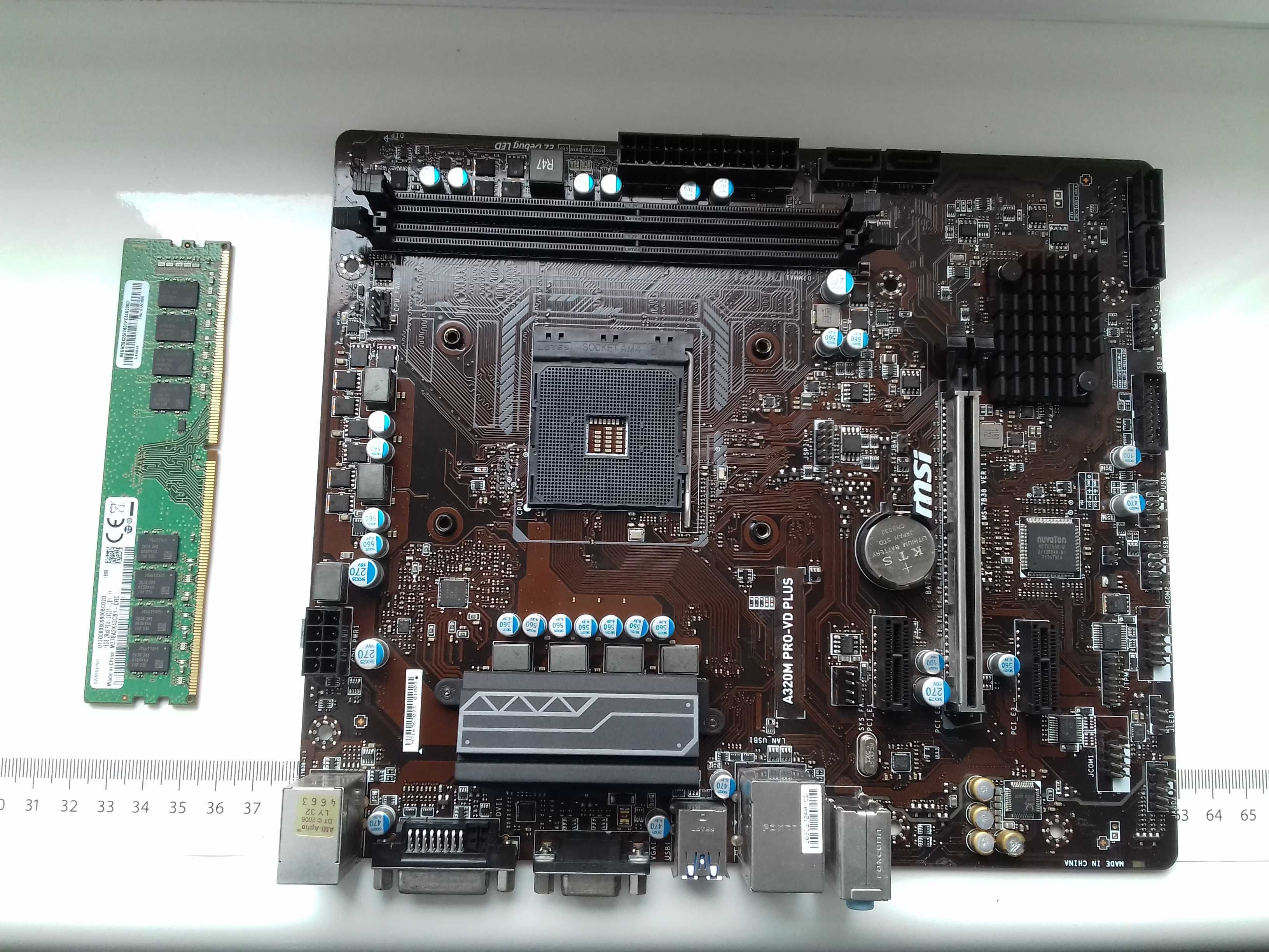 MSI A320M Pro-VD Plus + DDR4 16GB, Sprawne, AM4, DVI, VGA, SATA, USB3.