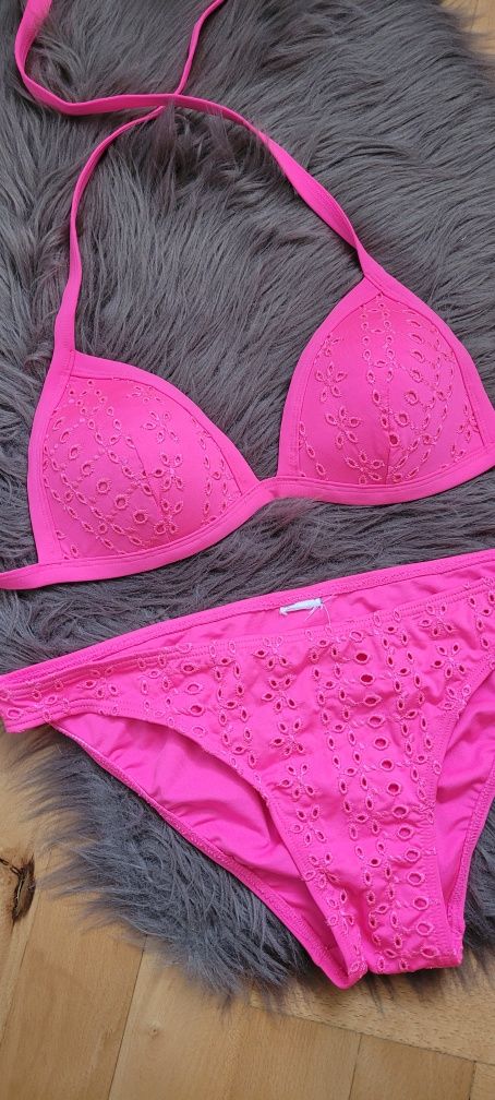Stroj kapielowy bikini róż neon next