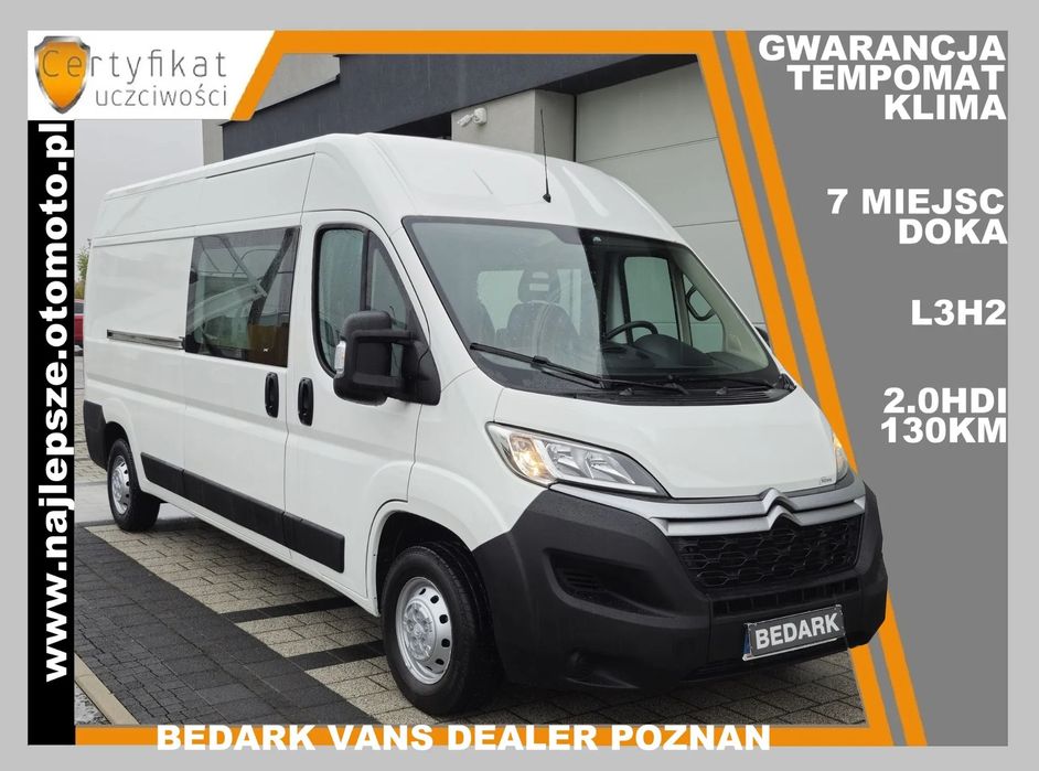 Citroën Jumper L3H2, BRYGADÓWKA, 7 miejsc, DOKA, tempomat, klima,  Gwarancja L3H2, 7 miejsc, Brygadówka, DOKA ,, tempomat, klima