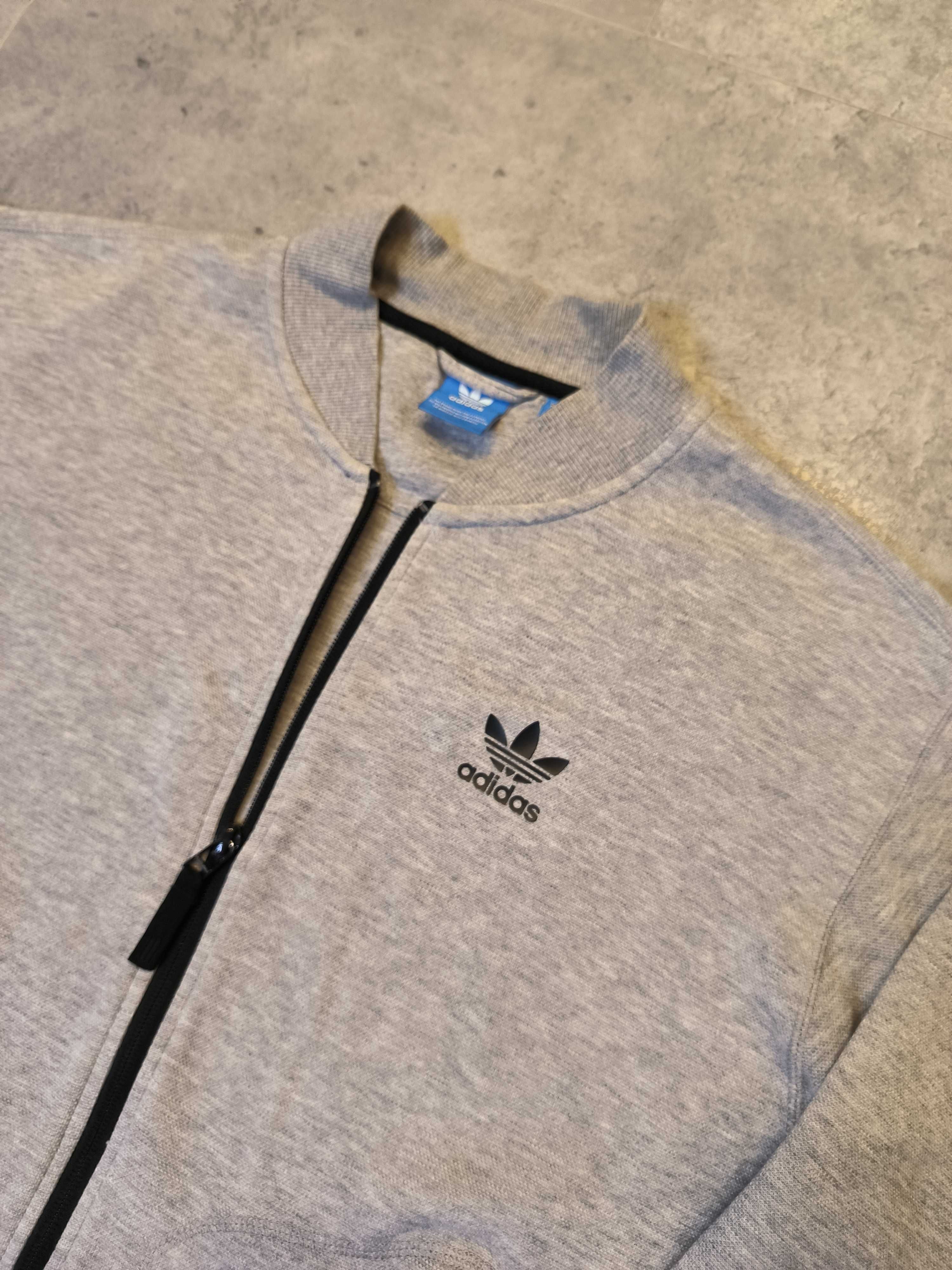 Bluza Rozpinana Adidas Małe Logo Zip Szara