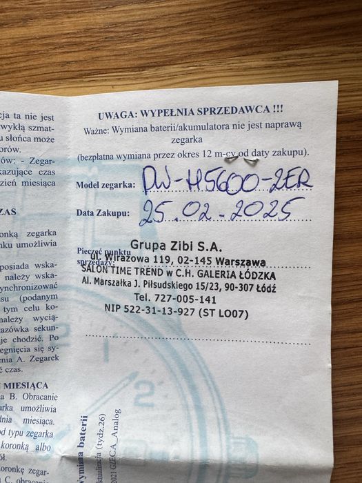 Casio g shock dw h5600 mod gwarancja