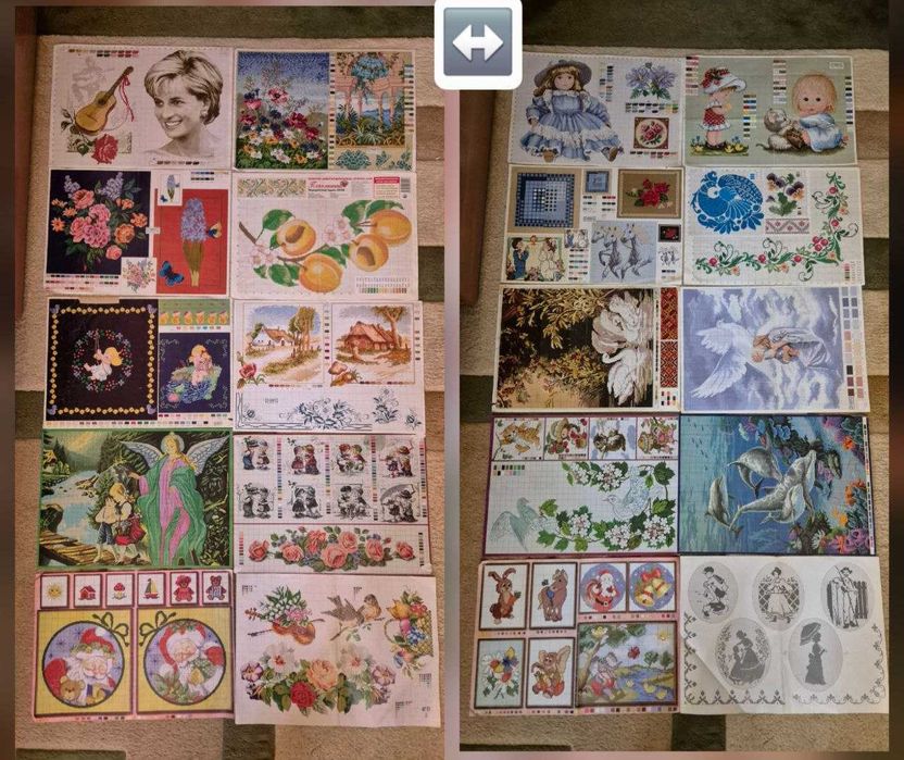 Набори для вишивання, схеми. Нитки, бісер (залишки)