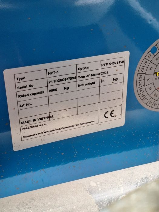 Wózek paletowy paleciak 2500 kg , 2021 rok , używany