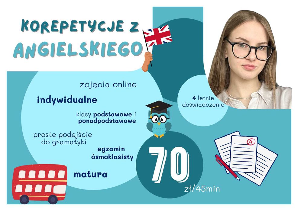 Angielski online – indywidualne lekcje (szkoła podstawowa i średnia)