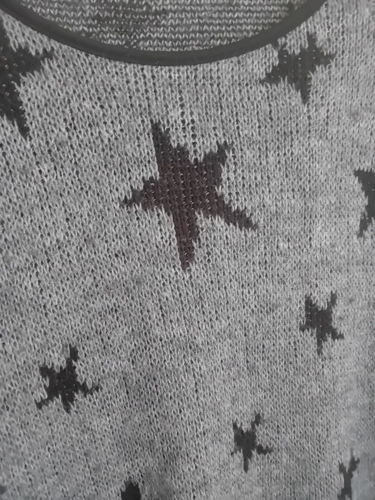 Sweter szary gwiazdki moher