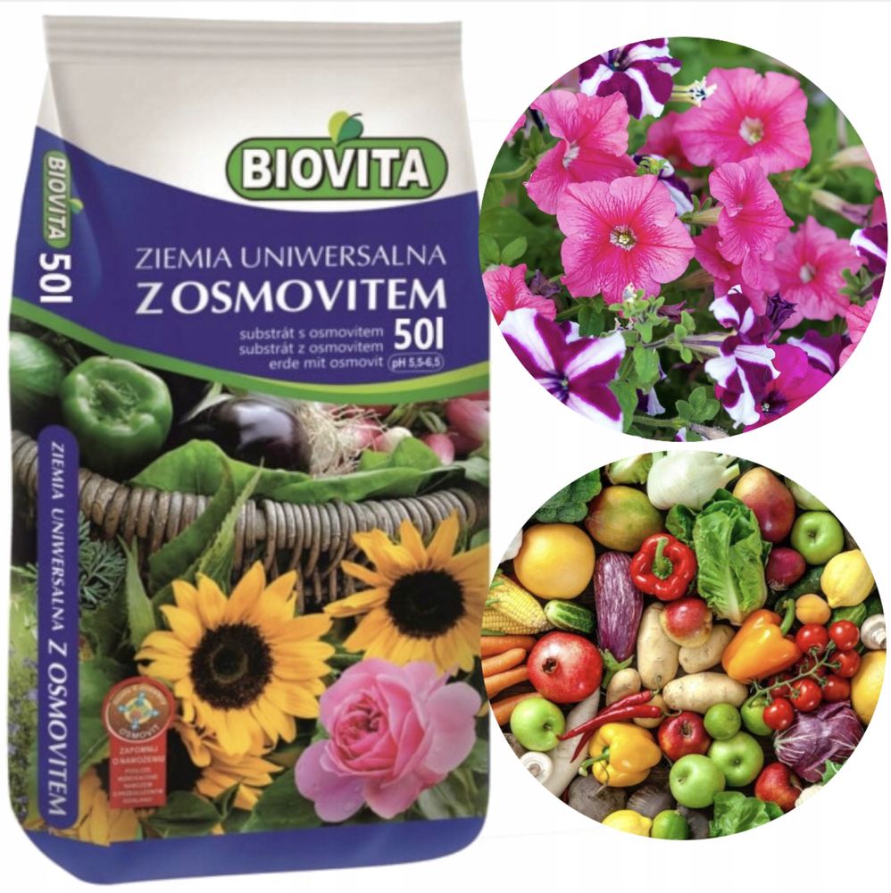 Okolo 25 litrow ziemi uniwersalnej z osmovitem BIOVITA