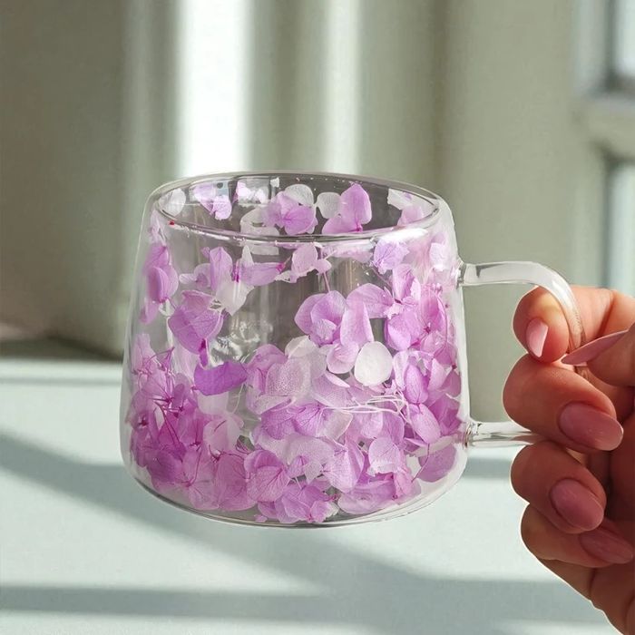 Szklanka termiczna Flower Charm Double 180 ml – fiolet & white