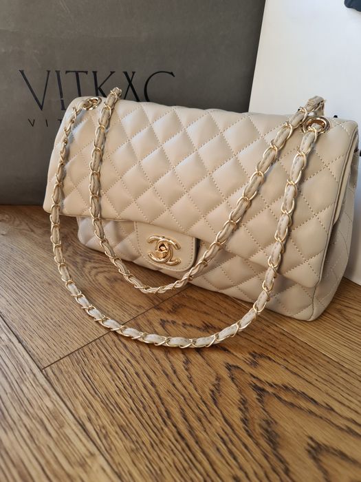 Classic Bag flap Chanel beige bezowa