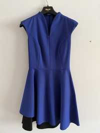 Sukienka SIMPLE 34 XS chabrowy niebieski asymetryczna elegancka
