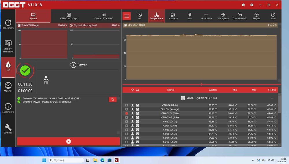 Komputer Gry/Grafika Ryzen 9 3900x/RTX 4000/32GB/1TB SSD/Win11