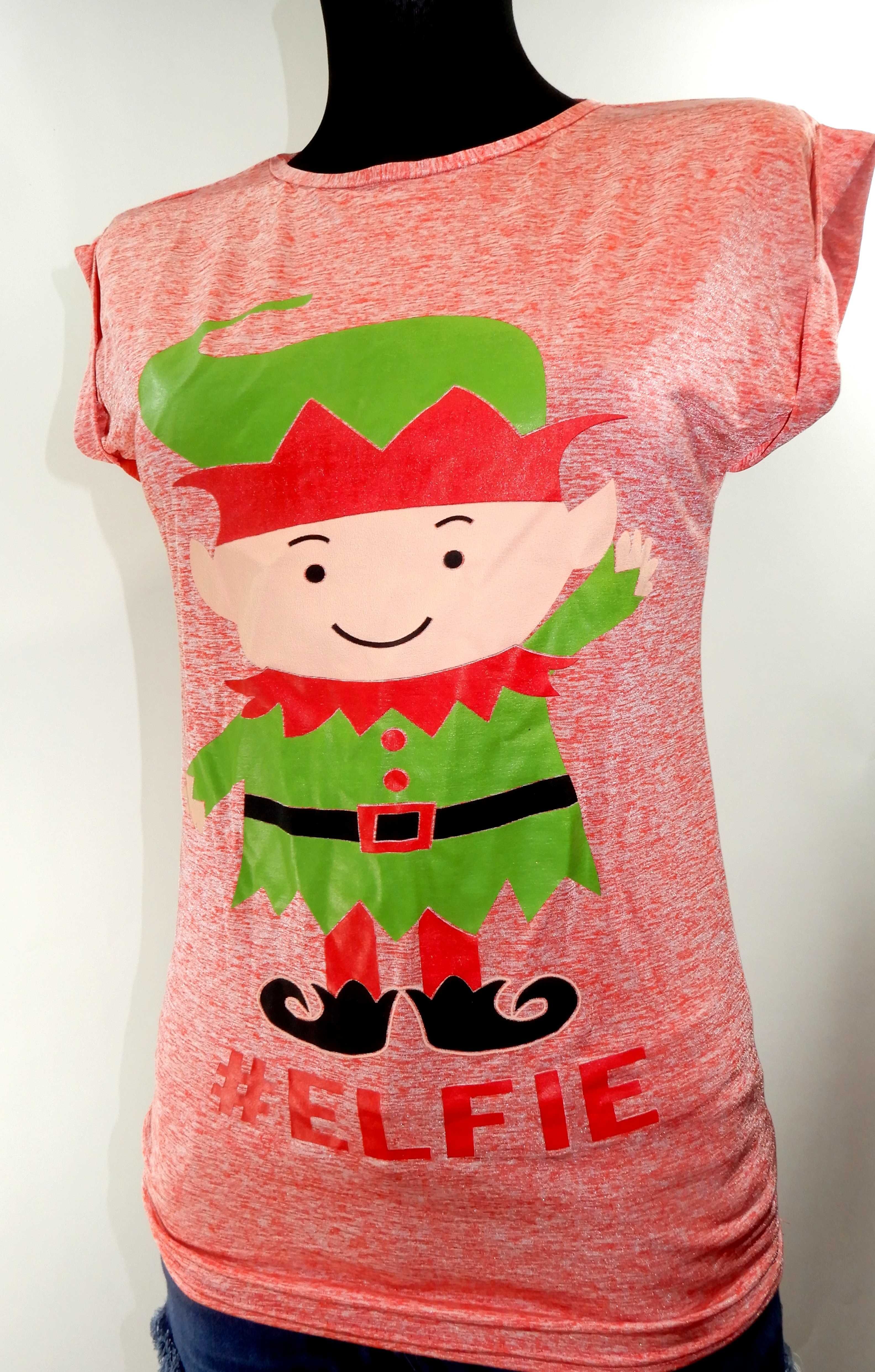 T-shirt bluzka krótki rękaw sporowa fitness świąteczna elf 36 S