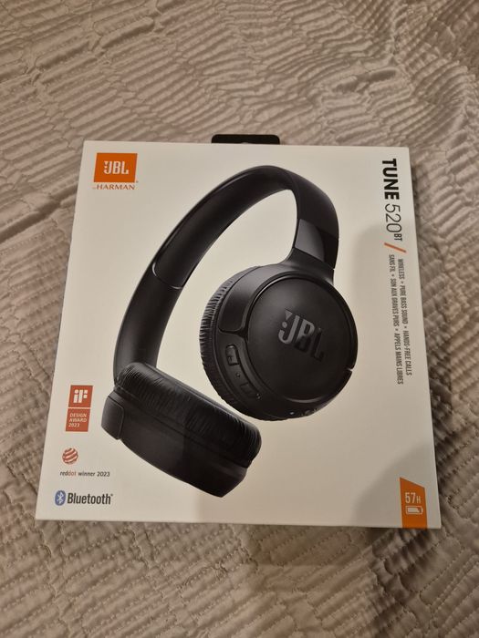 Słuchawki bezprzwodowe JBL Tune 520BT Czarne NOWE.