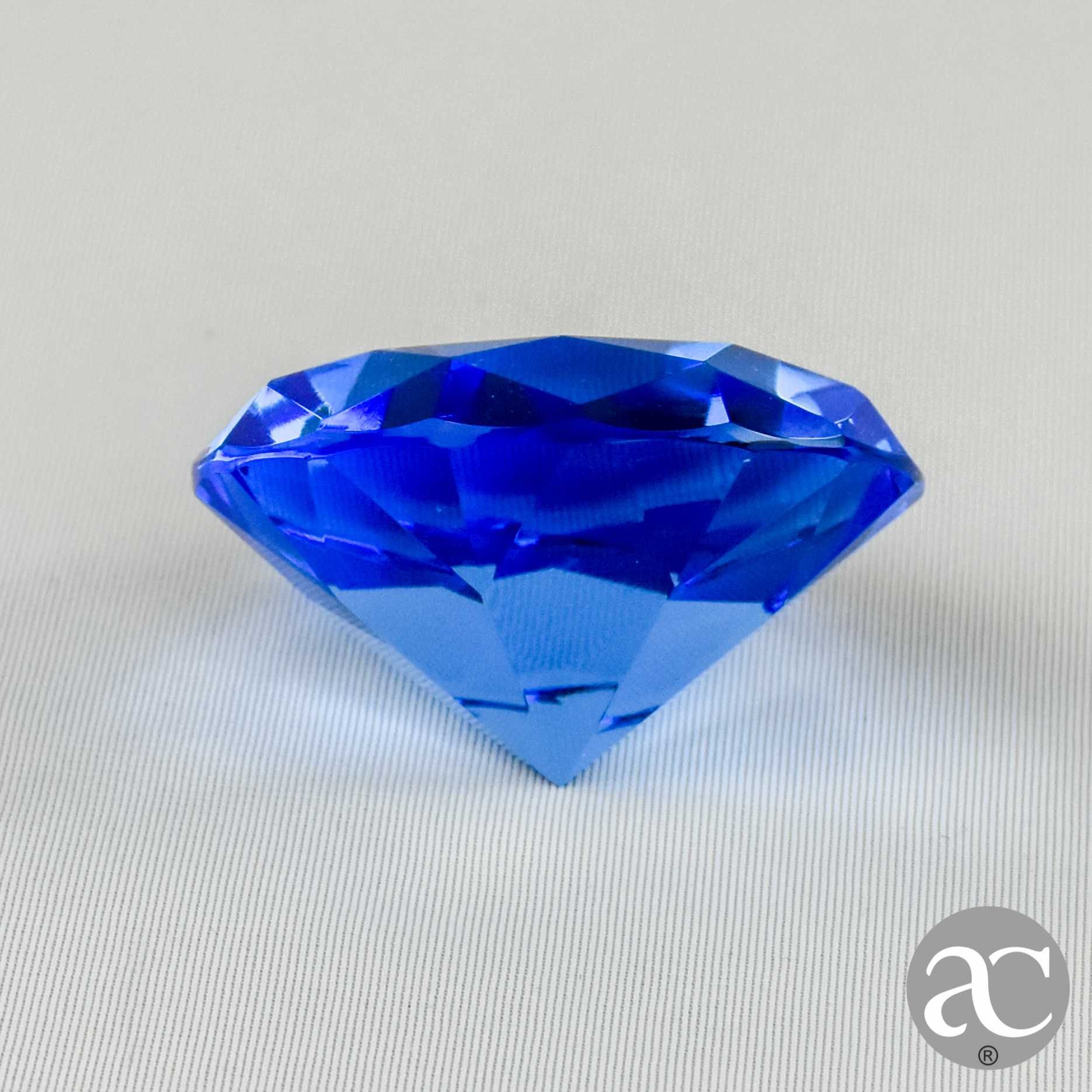 Pisa-papéis em cristal Rosenthal, em forma de diamante Azul, 6,2 cm