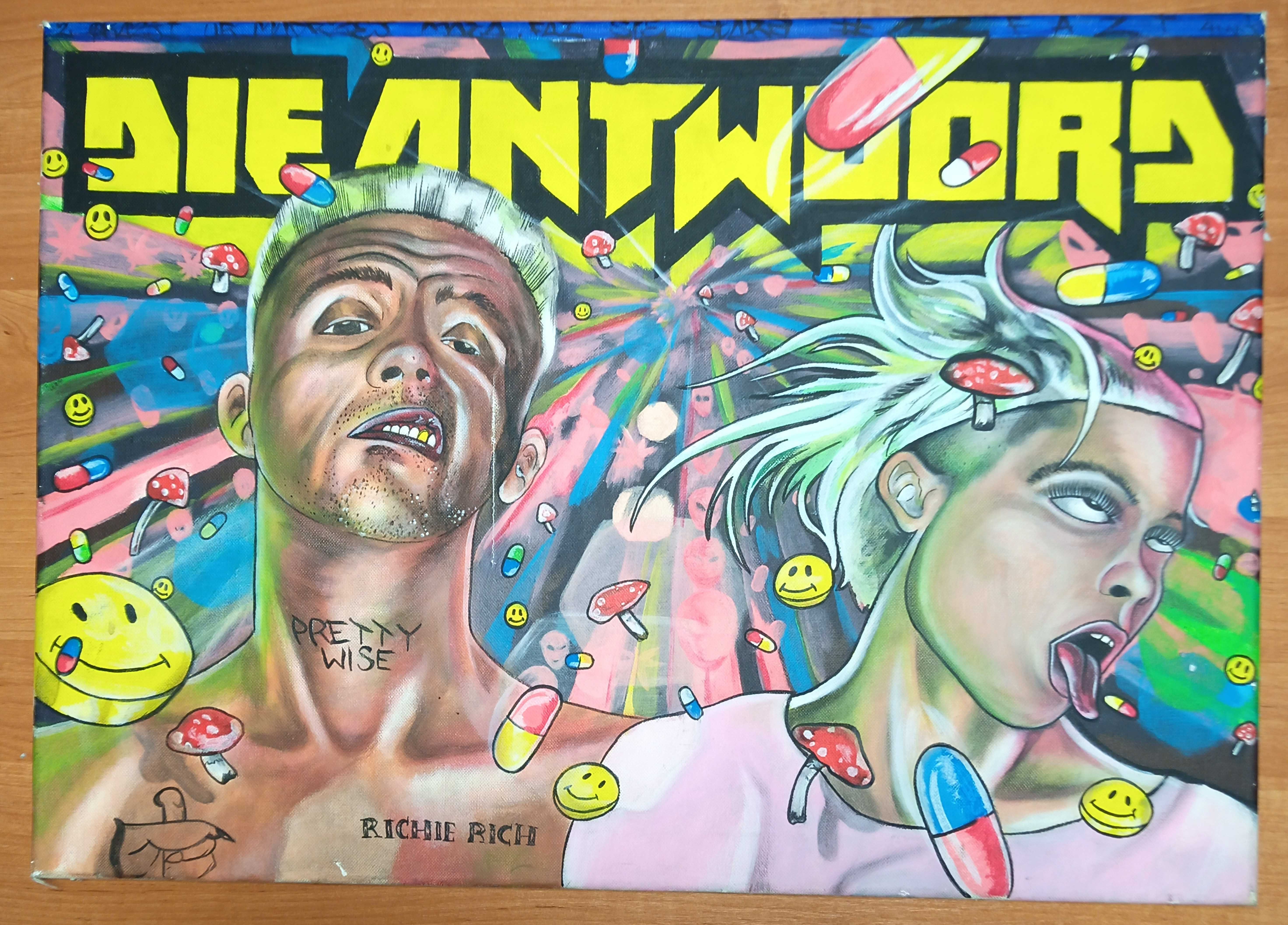 Duży obraz AKRYL 50 × 70 cm zespół "Die Antwoord" - HandMade