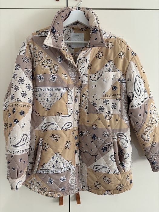 Kurtka pikowana koszulowa beżowa S oversize