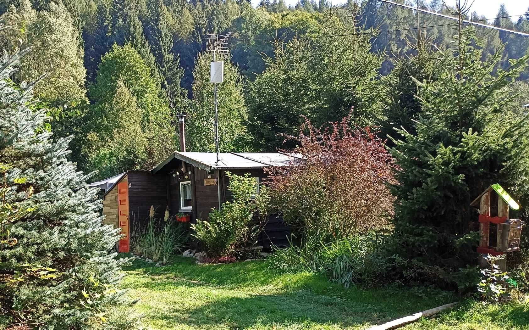 drewniany domek, Tomaszówka na wys. 600 m, las, trasy rowerowe