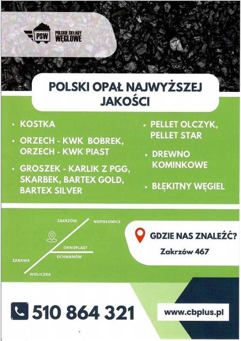 Najlepszej jakości Polski węgiel - Kostka KWK Bobrek