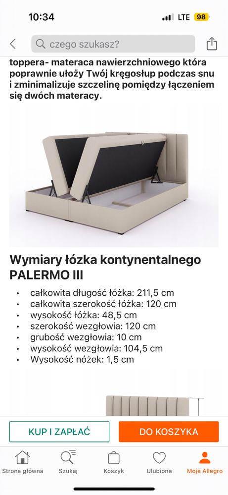 Lóżko kontynentalne Palermo III Nowe!