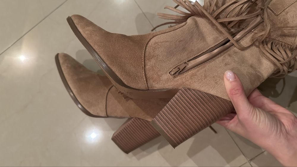 Козаки,ковбойки,черевики жіночі, натуральна замша.