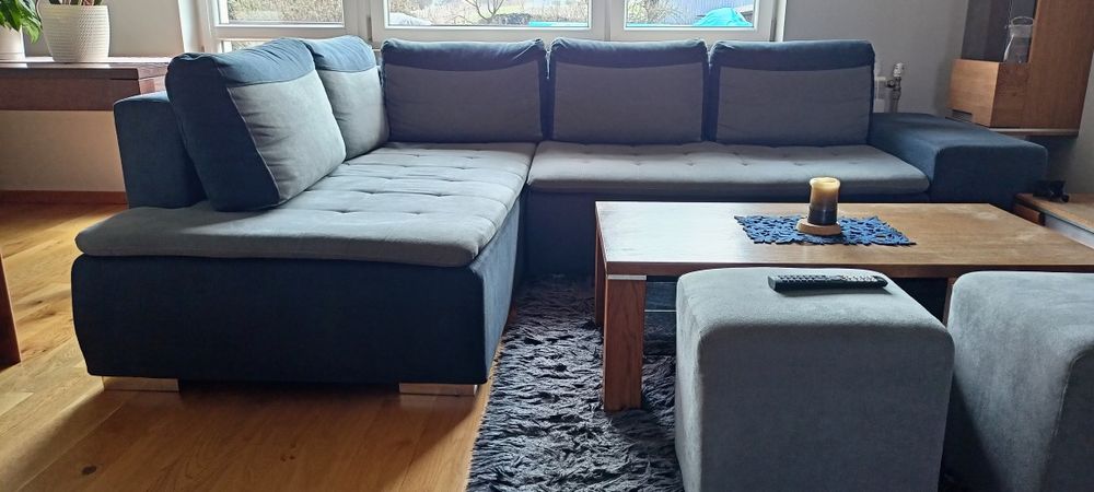 Duży narożnik +2 pufy super stan bez wad