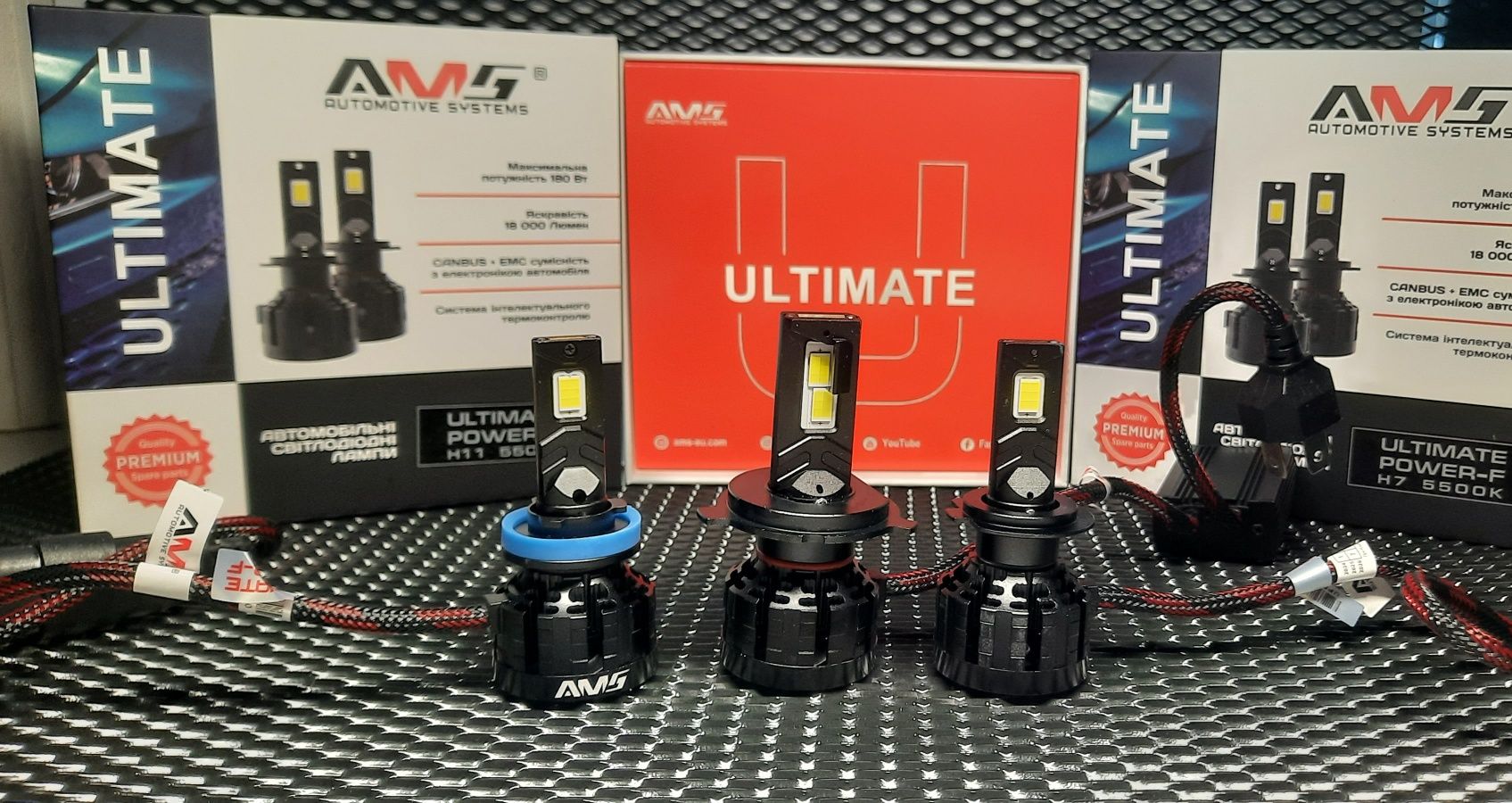 LED лампа AMS ULTIMATE POWER-F H11/Н7/ Н4/Нв3/Нв4 5500K CANBUS 12-24V