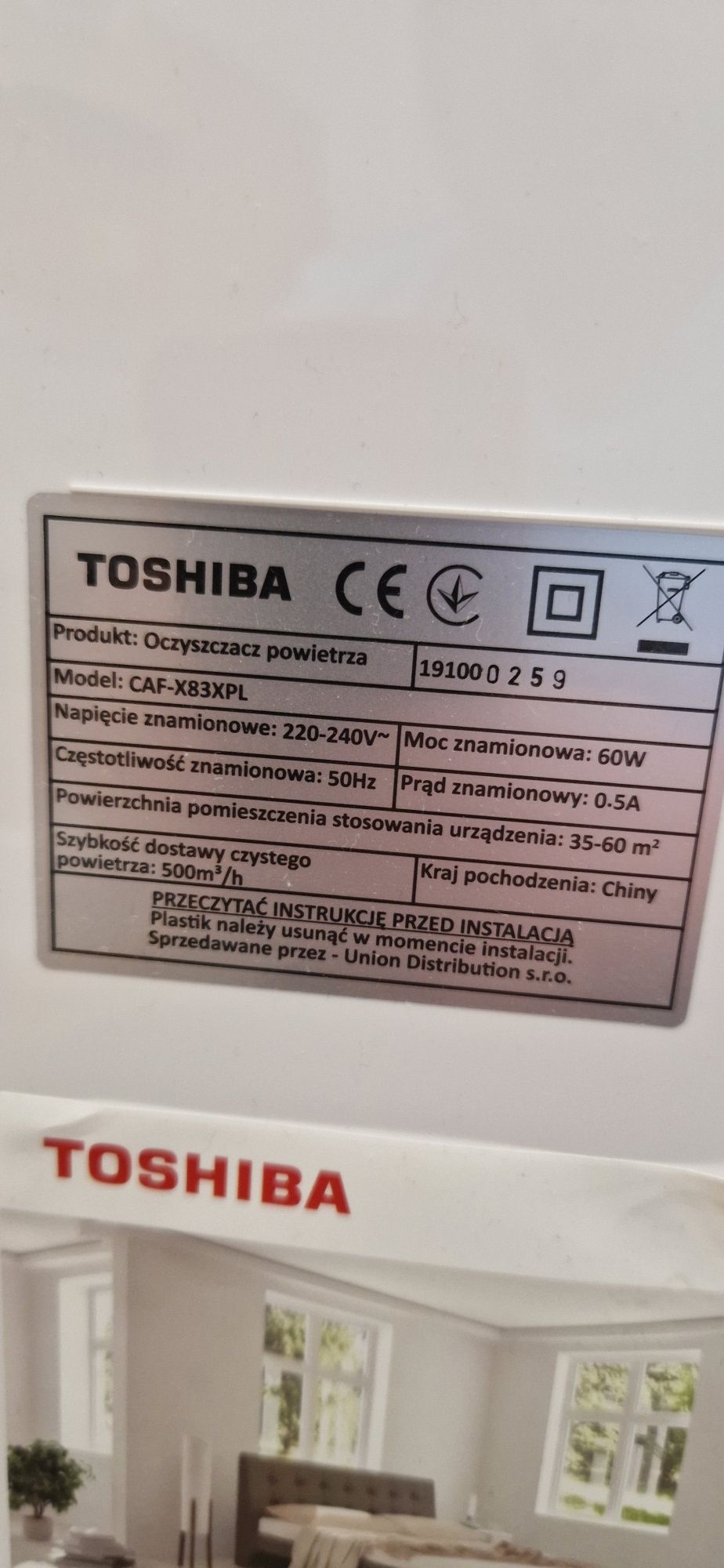 Oczyszczacz powietrza Toshiba CAF-X83XPL - jonizacja