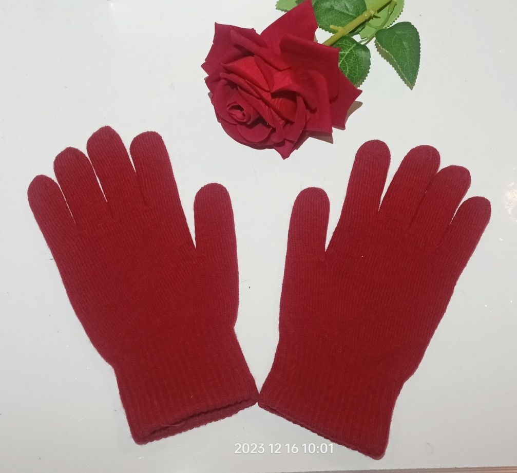 3 x jesienno zimowe materiałowe Rękawiczki M/L