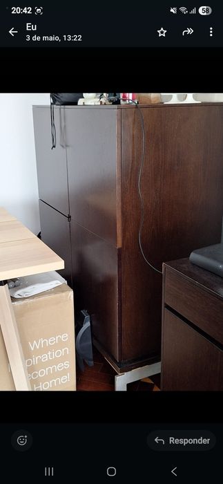 Mesa de jantar extensível + 2 aparadores wengue castanho escuro