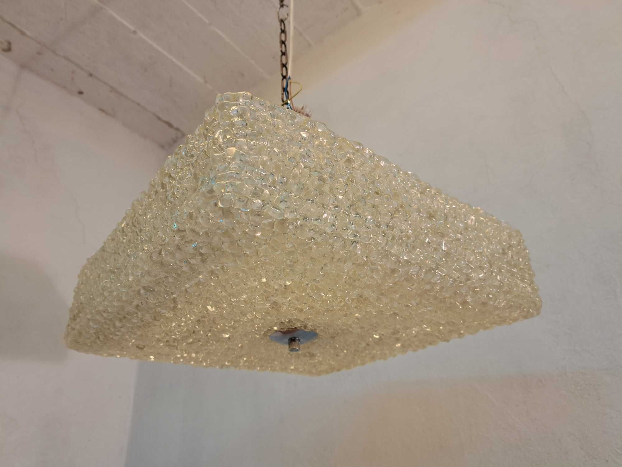 Lampa kwadratowa Austrolux plastik akryl klosz chrom lodowe szkło