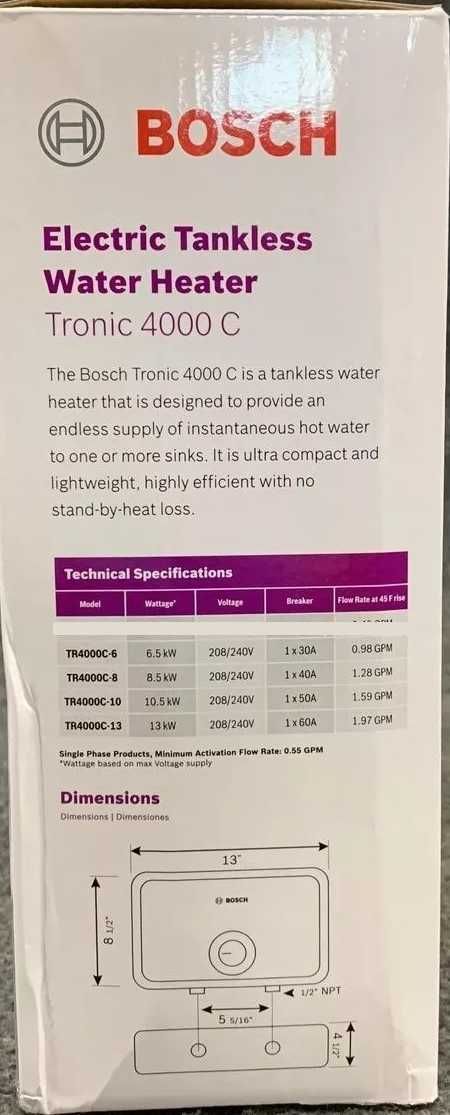 Водонагрівач електричний проточний BOSCH TR4000C-6 Tronic 4000 C