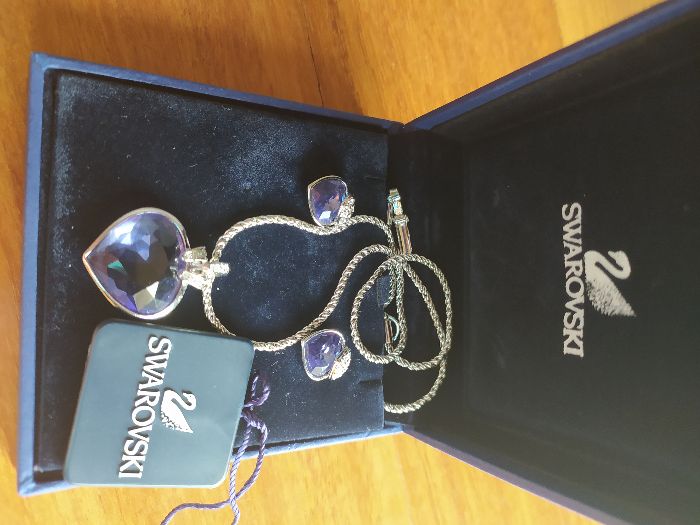 Colar e Brincos Swarovski Coração Oceânico