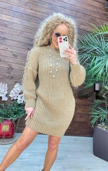 В'язана жіноча туніка зимова тепла сукня оверсайз