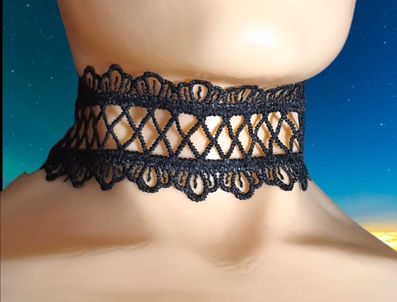 Choker czoker czarna koronka regulowany gothic alternative aesthetic