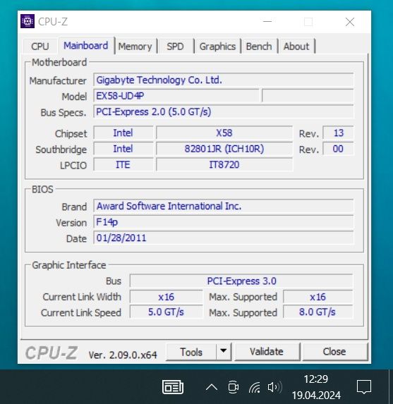 Gigabyte EX58-UD4P + 24 GB ram 2400 MHz + Xeon x5660 6C/12T