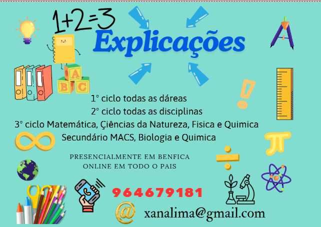 Explicações de Matemática, Ciências da Natureza e Fisica e Quimíca