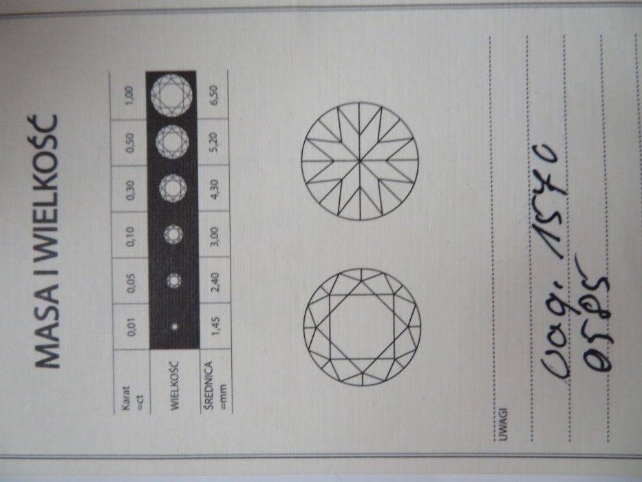 Kolczyki złoto 585 z brylantami 0,5ct, certyfikat