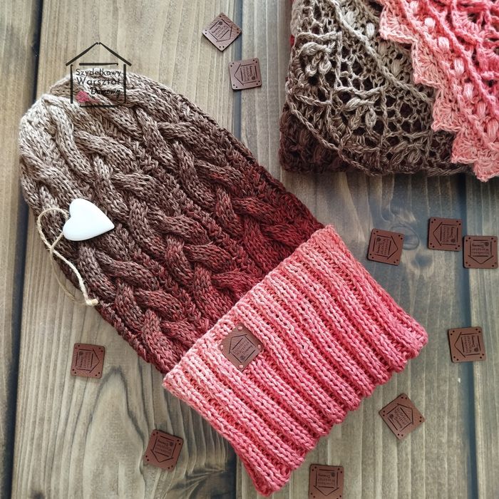 Czapka smerfetka, ombre, rękodzieło