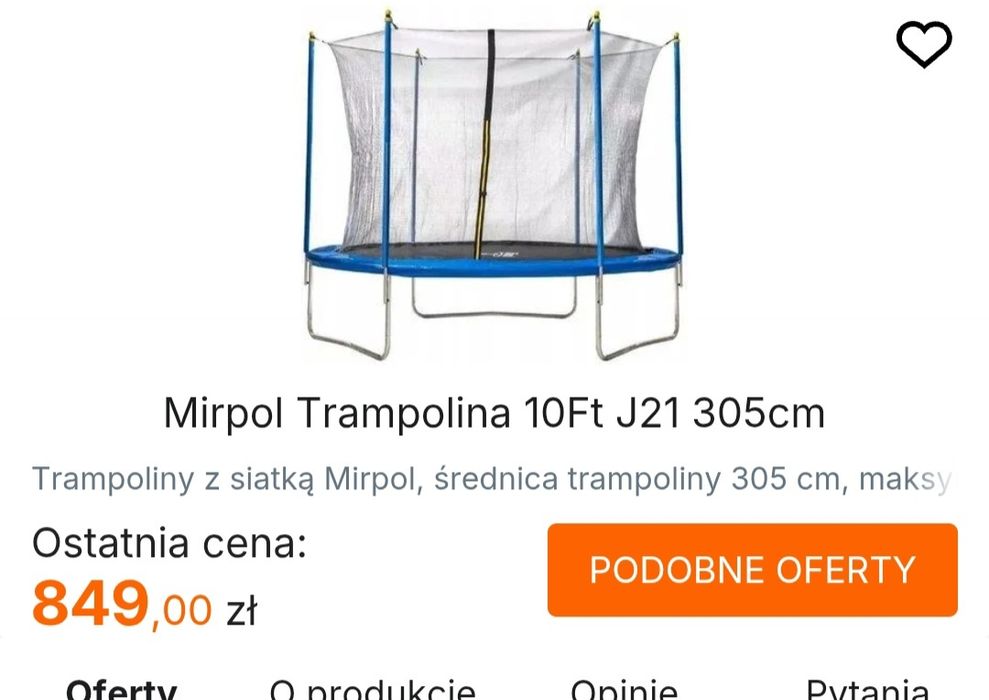 Nowa Trampolina Mirpol Jumper 10ft
