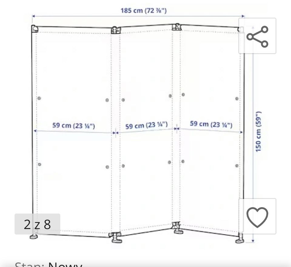 Parawan zewnetrzny Ikea- zapakowane biwak/ camper/ taras/ pokój nowy