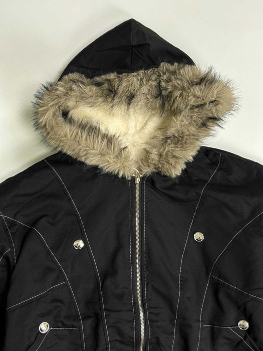 Бомбер Аляска куртка с мехом курточка черная на капишоне мех хутро S M