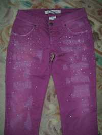 MET wloskie oryginalne jeansy M fuksja przetarcia, cyrkonie