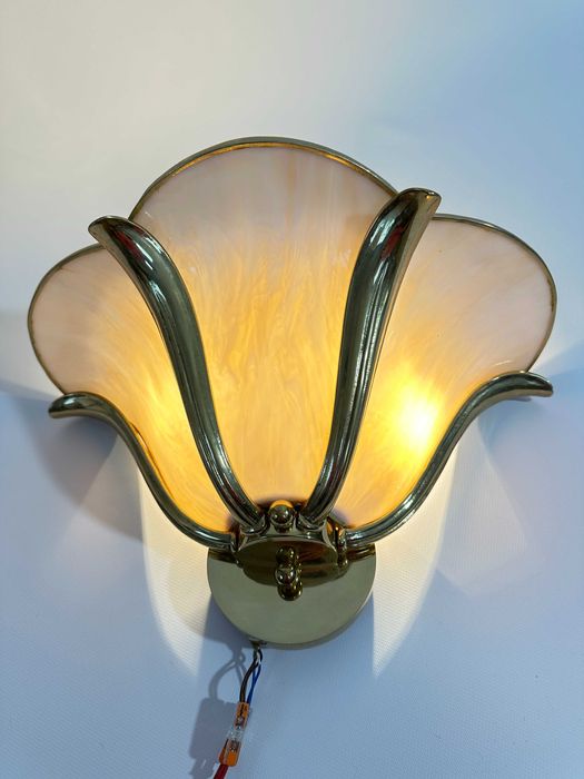 Vintage duży kinkiet Art Nouveau, Lotus Lamp