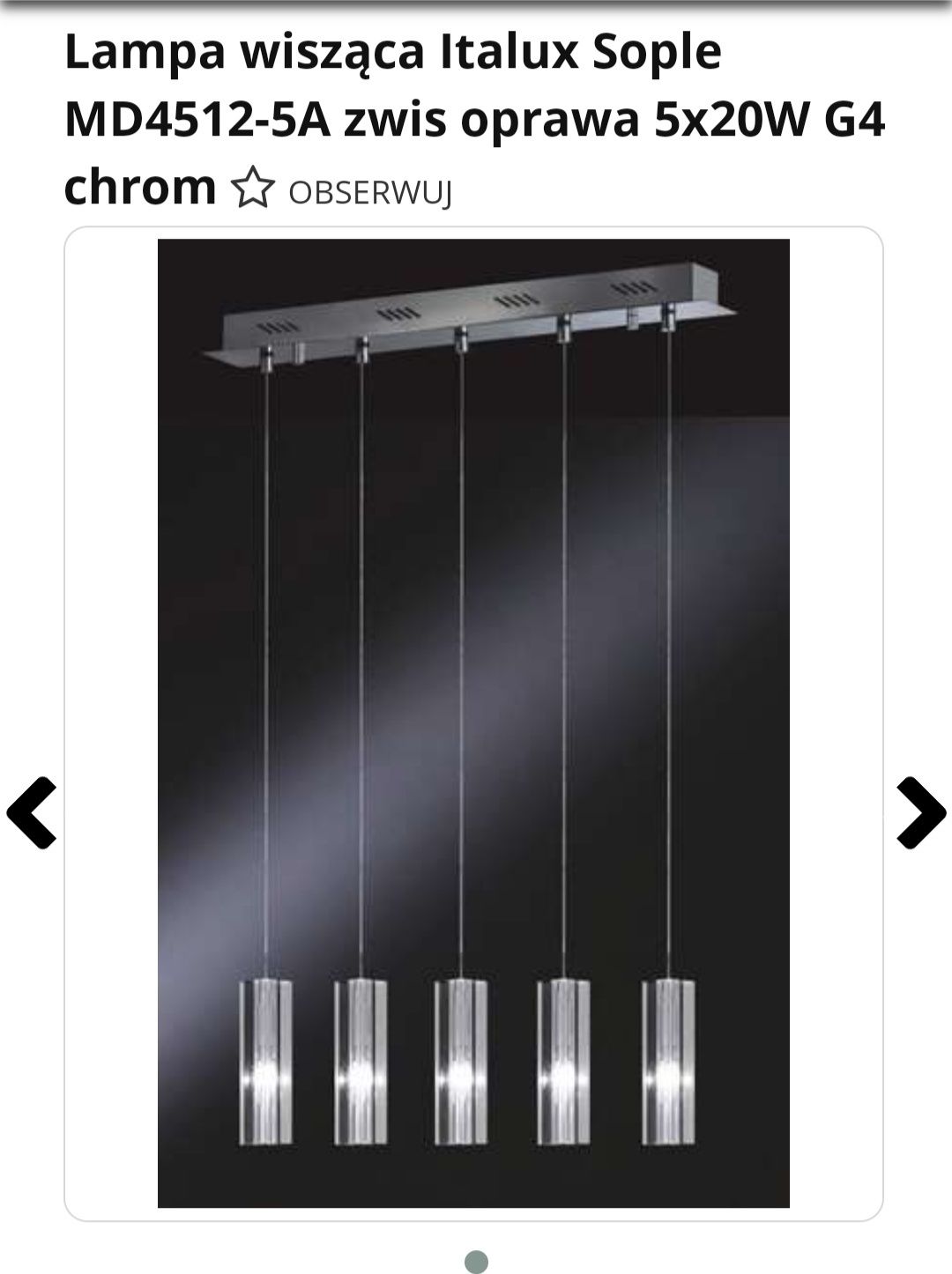 Lampa wiszaca Italux Sople MD4512-5A, nad stół szkło + chrom
chro