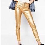 Zara złote metaliczne spodnie rurki skinny 36 S sylwester święta