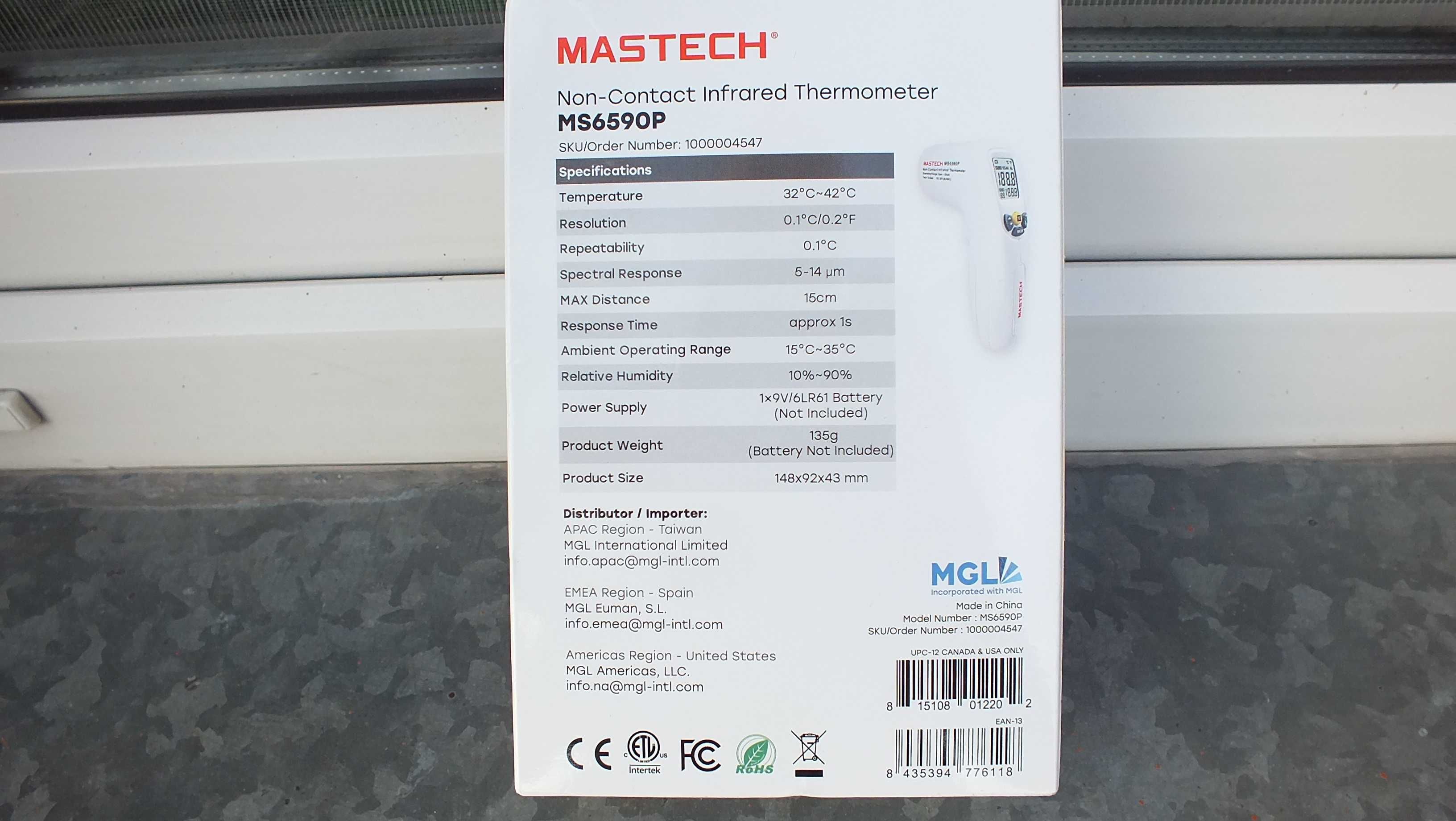 Super termometr bezdotykowy Mastech MS6590p