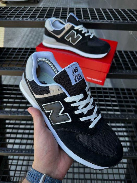 ХІТ! Кросівки New Balance 574 Black White 40 41 42 43 44 45 нью беленс