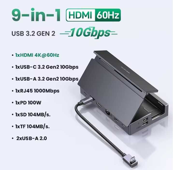 Ugreen 9 в 1 хаб, док-станція / Steam Deck Dock 4K60Hz / PD100W / Hub