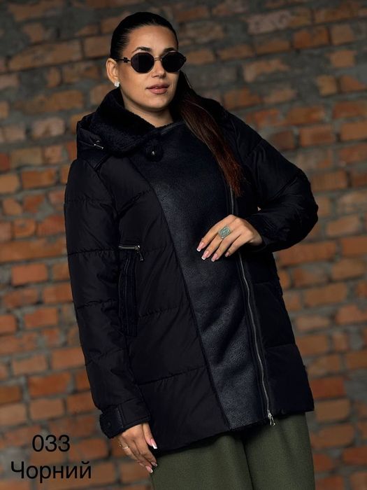 Жіноча комбінована куртка пальто