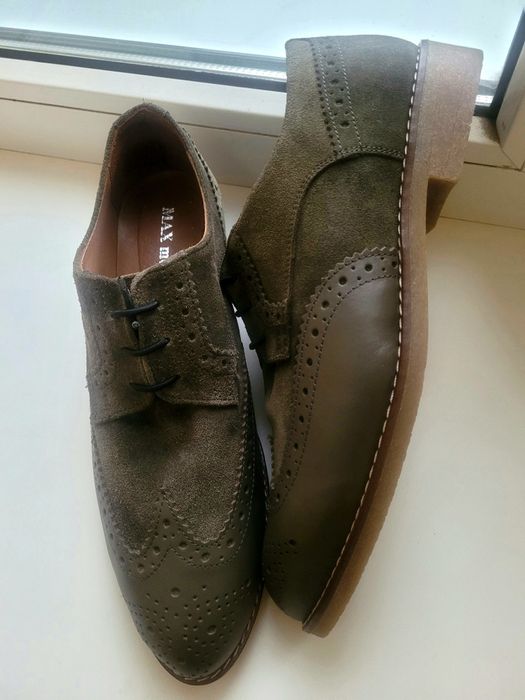 Нові, натуральні замшеві броги, туфлі з перфорацією, 40 розміру,
