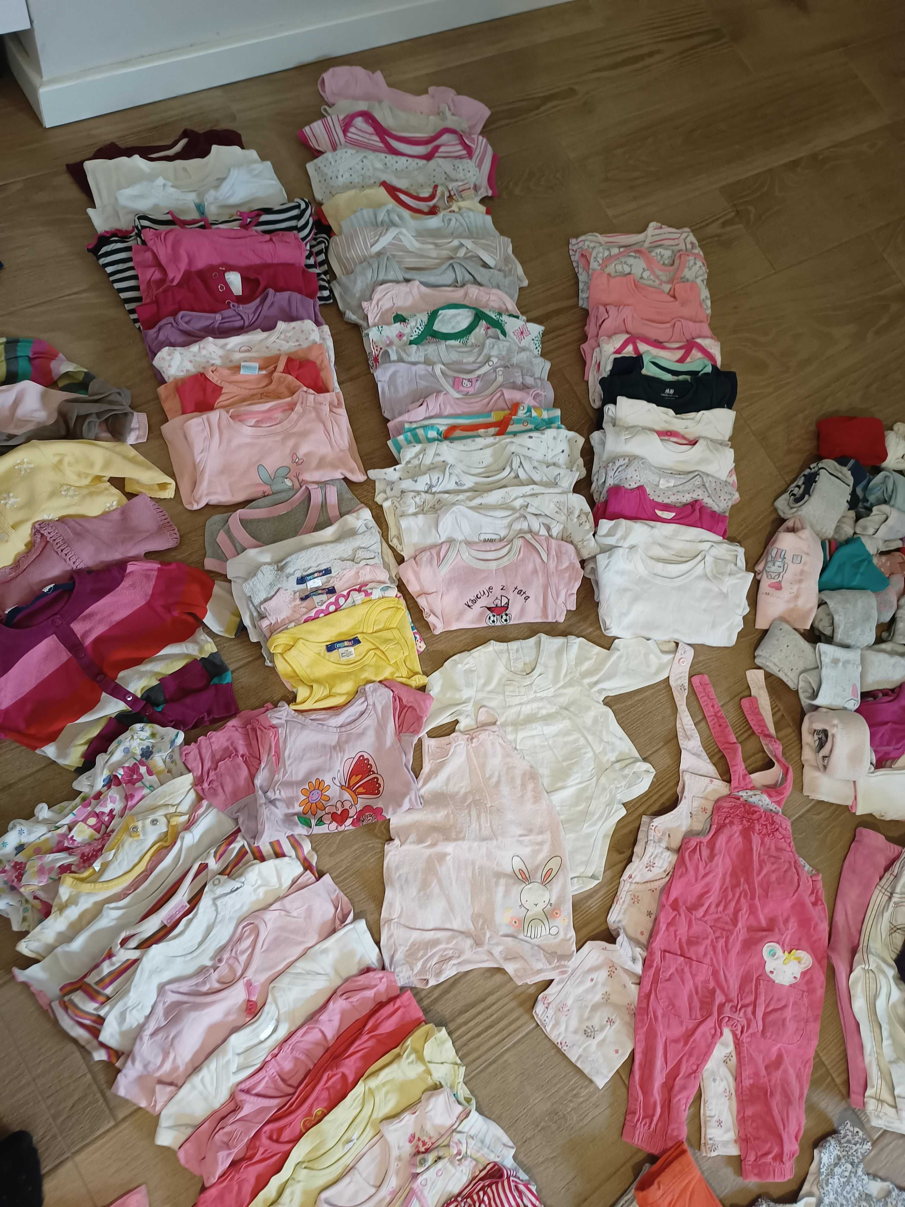 MEGA Paczka ubrań dla dziewczynki 74-80 + gratisy / ponad 160 szt.
